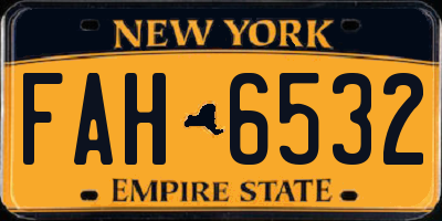 NY license plate FAH6532