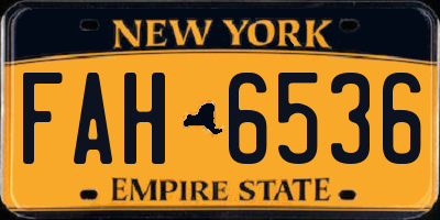 NY license plate FAH6536