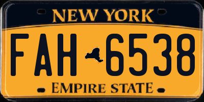 NY license plate FAH6538