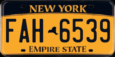 NY license plate FAH6539
