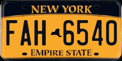 NY license plate FAH6540