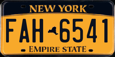 NY license plate FAH6541
