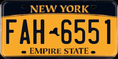 NY license plate FAH6551