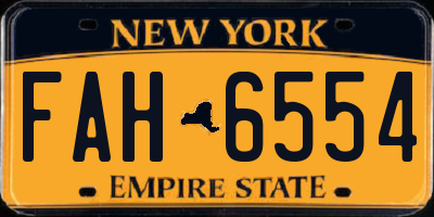 NY license plate FAH6554