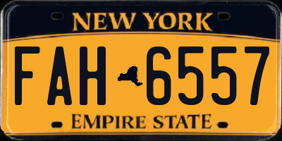 NY license plate FAH6557