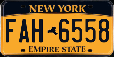 NY license plate FAH6558