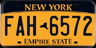 NY license plate FAH6572