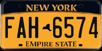 NY license plate FAH6574