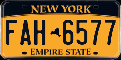 NY license plate FAH6577