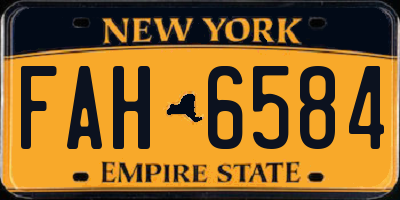 NY license plate FAH6584