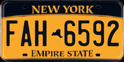 NY license plate FAH6592