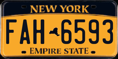 NY license plate FAH6593