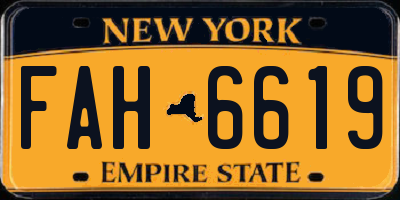 NY license plate FAH6619