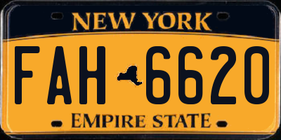 NY license plate FAH6620