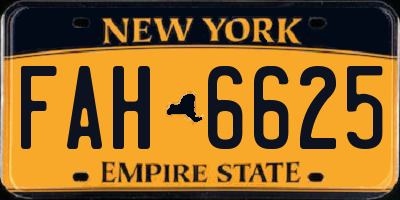 NY license plate FAH6625