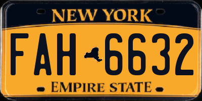 NY license plate FAH6632