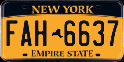 NY license plate FAH6637