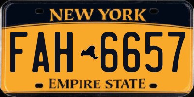 NY license plate FAH6657
