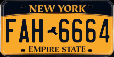 NY license plate FAH6664