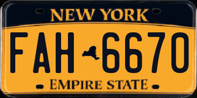 NY license plate FAH6670