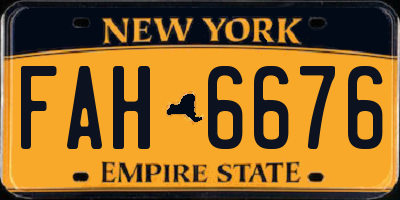 NY license plate FAH6676