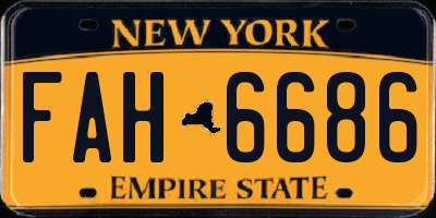 NY license plate FAH6686