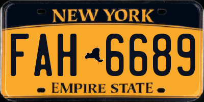 NY license plate FAH6689