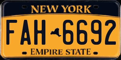 NY license plate FAH6692