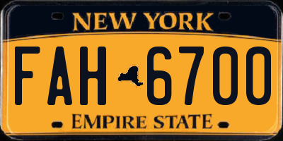 NY license plate FAH6700