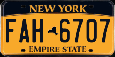 NY license plate FAH6707