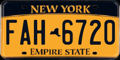 NY license plate FAH6720