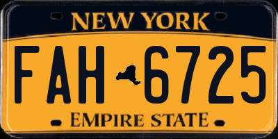 NY license plate FAH6725