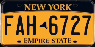 NY license plate FAH6727