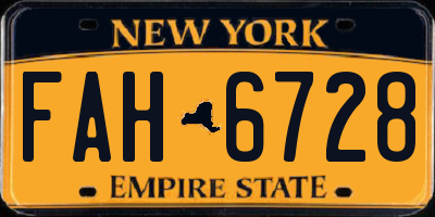 NY license plate FAH6728