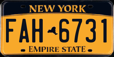 NY license plate FAH6731