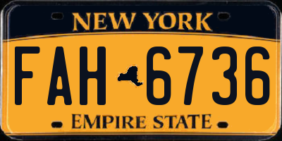 NY license plate FAH6736