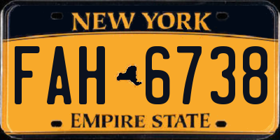 NY license plate FAH6738