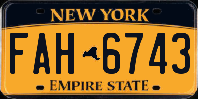 NY license plate FAH6743