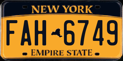 NY license plate FAH6749