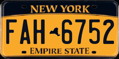 NY license plate FAH6752