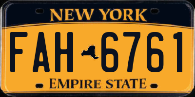 NY license plate FAH6761