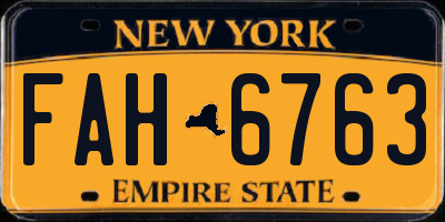 NY license plate FAH6763