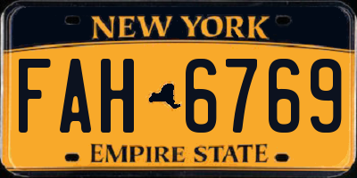 NY license plate FAH6769