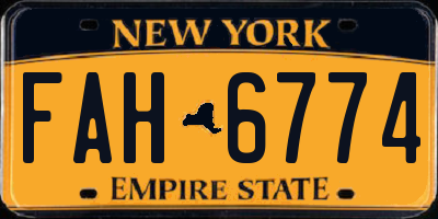 NY license plate FAH6774