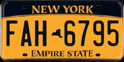 NY license plate FAH6795