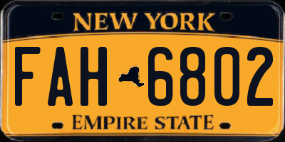 NY license plate FAH6802
