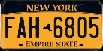 NY license plate FAH6805