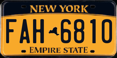 NY license plate FAH6810