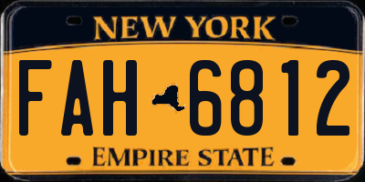 NY license plate FAH6812