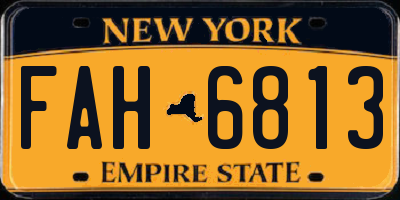 NY license plate FAH6813